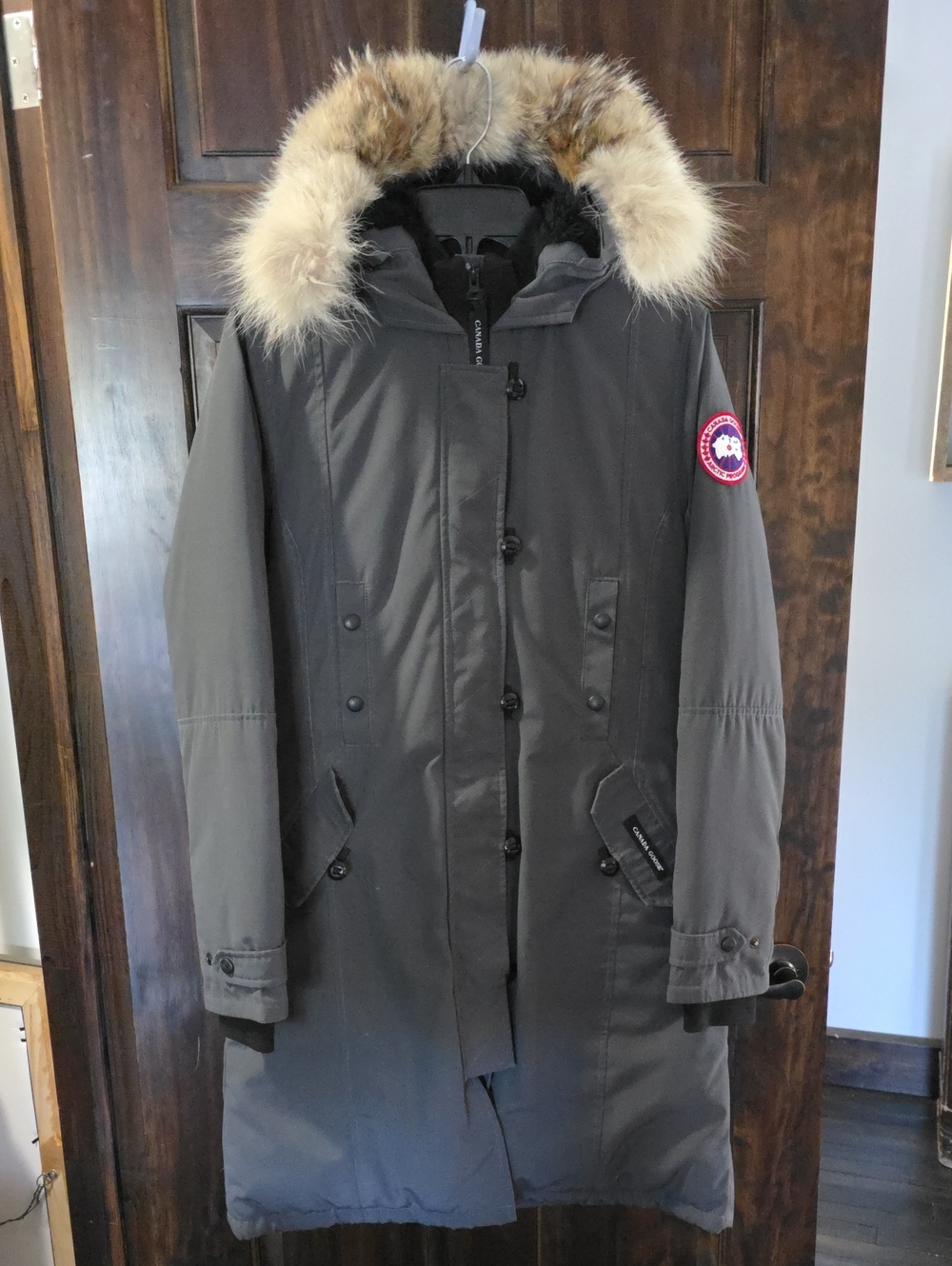 Canada Goose Dark Gray Long Parka with Fur-Trim Hood